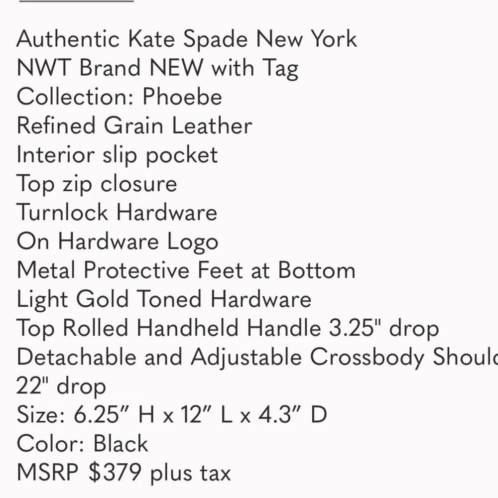 Kate Spade Phoebe Satchel Elegant Black Handbag Bag